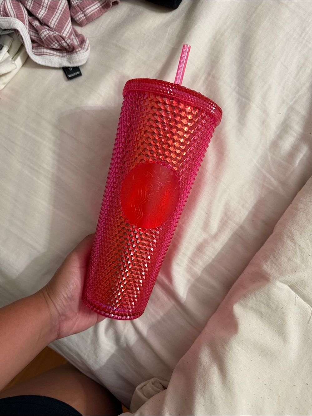 Starbucks discontinued hot iridescent pink venti straw tumbler unicorn